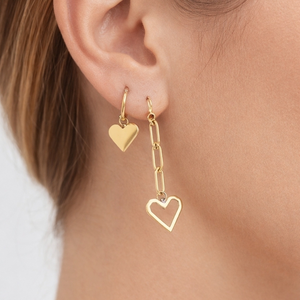 Steinless Steel  Heart Dangle Earrings
